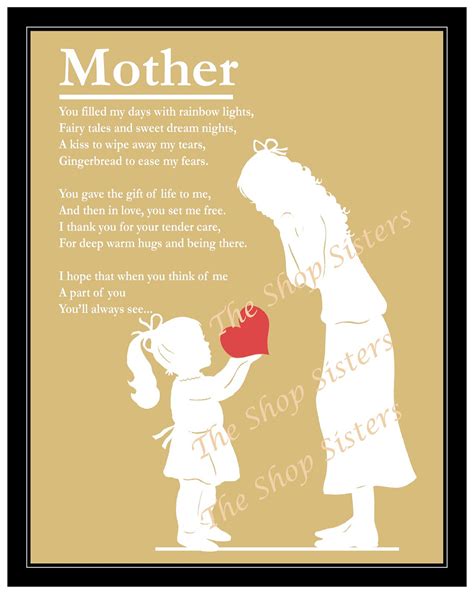 Whether you send your note via mail, phone, or in person, these Mothers Day poems will show your mother how much she means to you on May 8. . Mother to daughter poems